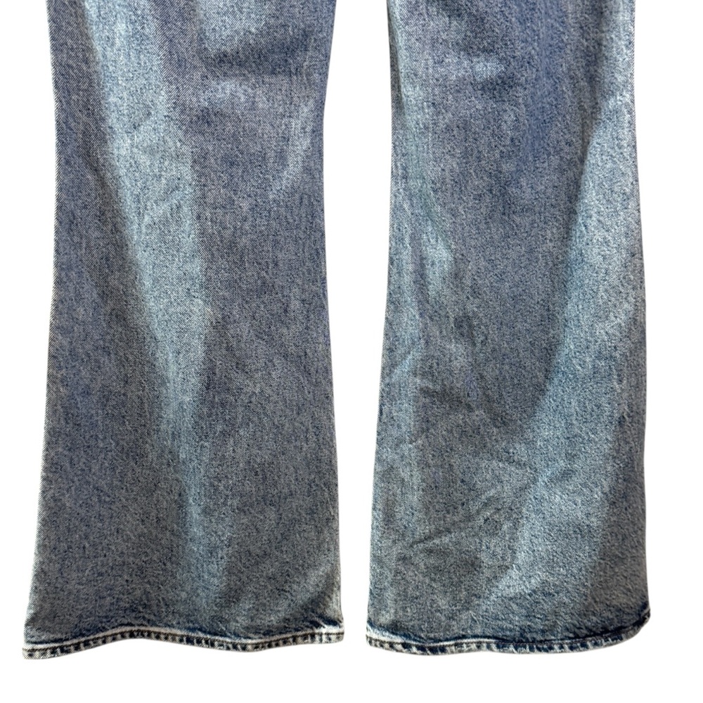 Express ‘70s flare mid rise two tone jeans women’s 10R ***measures 35” waist - Picture 7 of 15